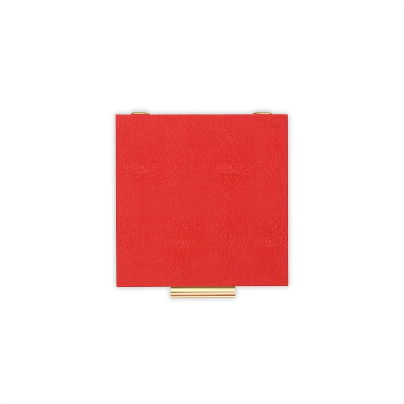 Lusan Square Decorative Box Set - Red Faux Shagreen