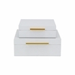 Lusan Square Decorative Box Set - White Faux Snakeskin