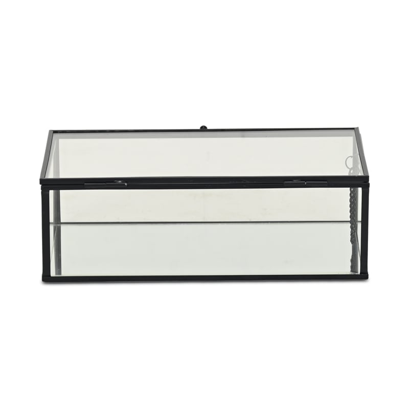 Lume Glass & Metal Frame Storage Box - Black