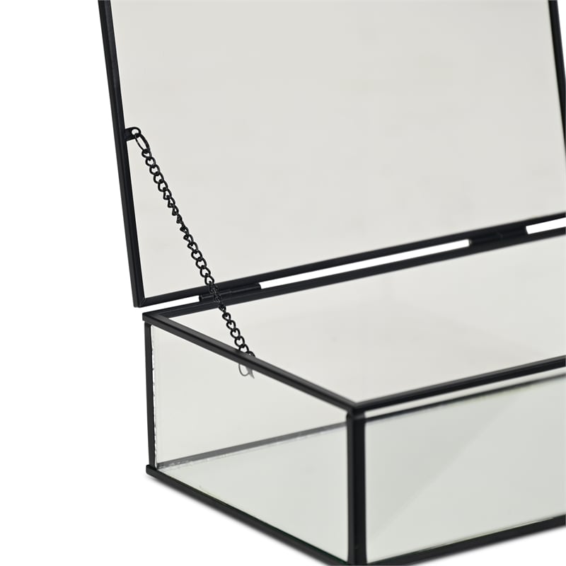 Lume Glass & Metal Frame Storage Box - Black