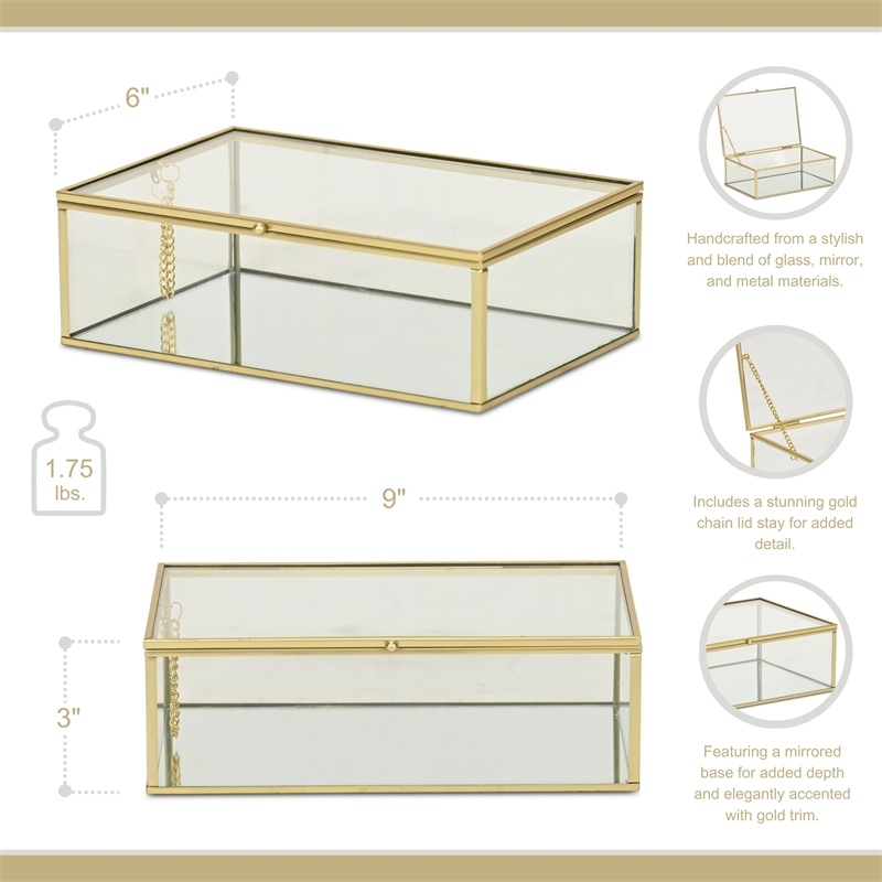 Lume Glass & Metal Frame Storage Box - Gold