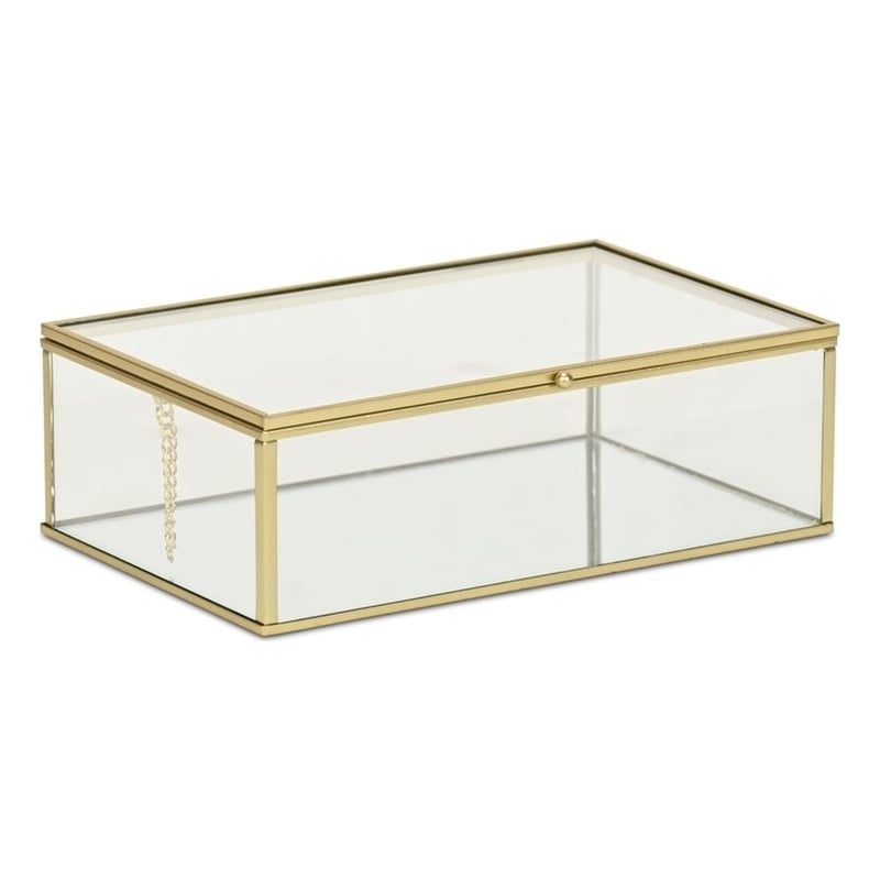Lume Glass & Metal Frame Storage Box - Gold