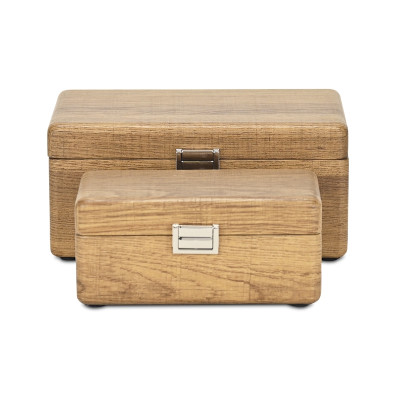 Sable Set of 2 Boxes with Silver Handles - Brown