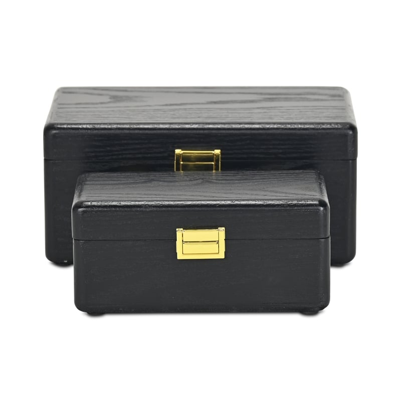 Sable Set of 2 Boxes with Gold Handles - Black