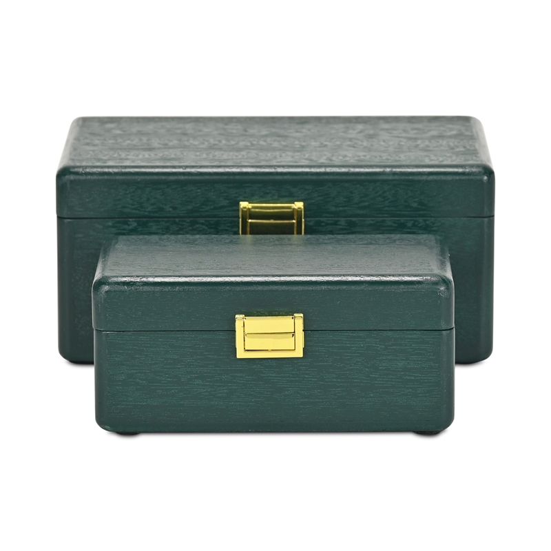 Sable Set of 2 Boxes with Gold Handles - Green