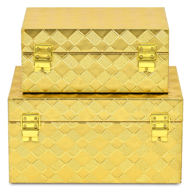 Zuleika Vinyl Diamond Checkered Pattern Box Set - Gold