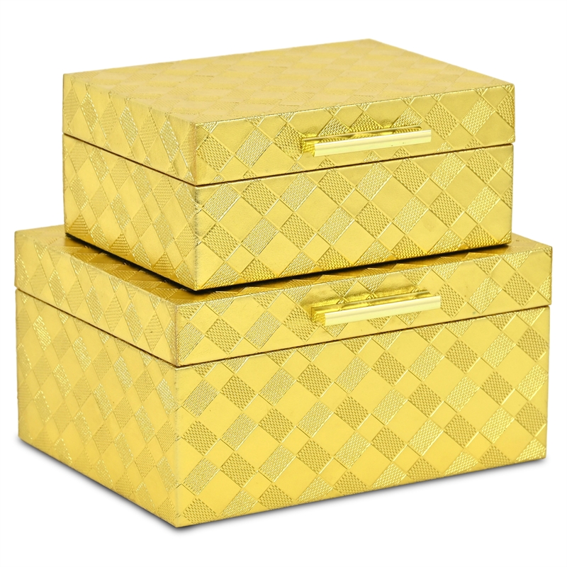 Zuleika Vinyl Diamond Checkered Pattern Box Set - Gold
