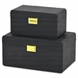 Alethea Rounded Shagreen Vinyl Box Set with Gold Handles - Black