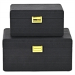 Alethea Rounded Shagreen Vinyl Box Set with Gold Handles - Black