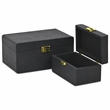 Alethea Rounded Shagreen Vinyl Box Set with Gold Handles - Black