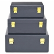 Sable Set of 3 Suitcase Boxes with Gold Handles - Navy Blue