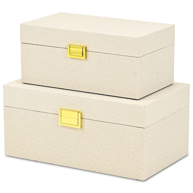 Araminta Fabric Themed Vinyl Box Set with Gold Handles - Cream