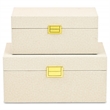 Araminta Fabric Themed Vinyl Box Set with Gold Handles - Cream