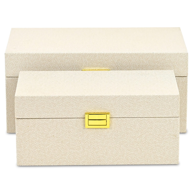 Araminta Fabric Themed Vinyl Box Set with Gold Handles - Cream