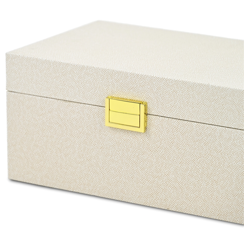Araminta Fabric Themed Vinyl Box Set with Gold Handles - Cream