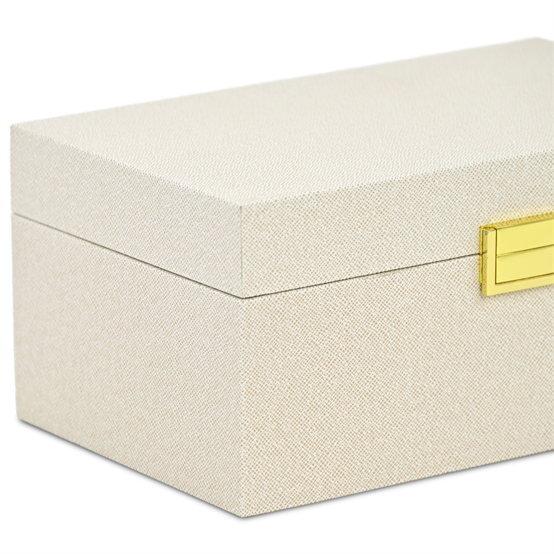 Araminta Fabric Themed Vinyl Box Set with Gold Handles - Cream