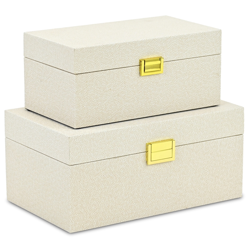 Araminta Fabric Themed Vinyl Box Set with Gold Handles - Cream