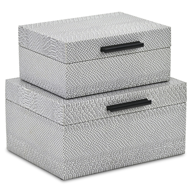 Anouk Snakeskin Themed Vinyl Box Set with Black Handles - Gray