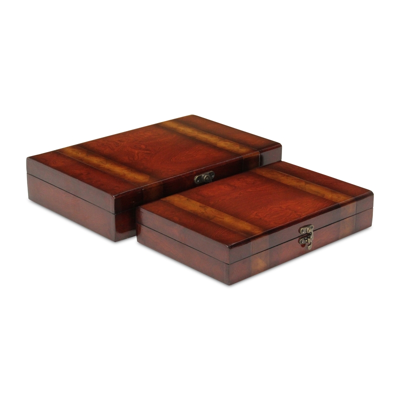 Rosina Set of 2 wooden boxes lined