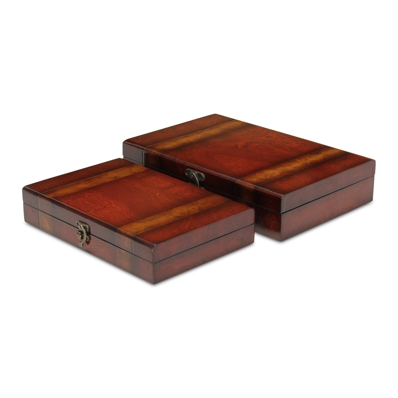 Rosina Set of 2 wooden boxes lined