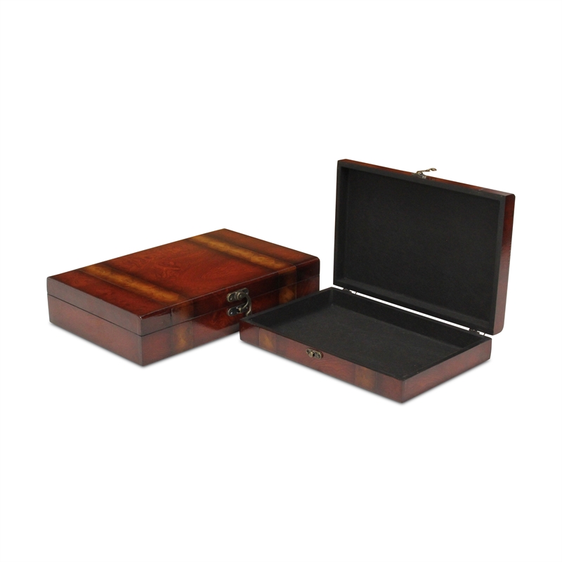Rosina Set of 2 wooden boxes lined