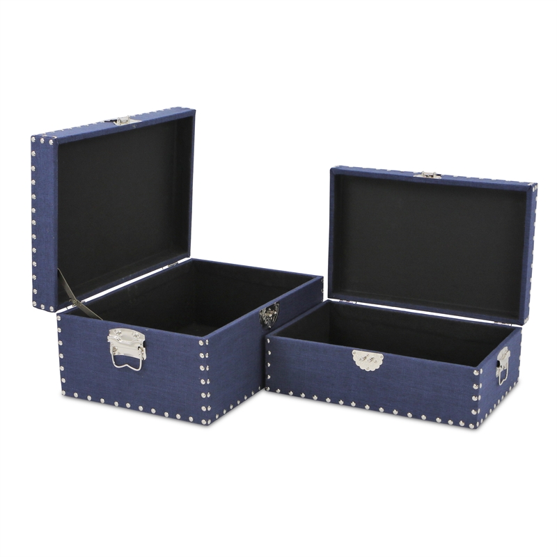 Isra Set of 2 Studded Linen Mini Trunks - Navy Blue