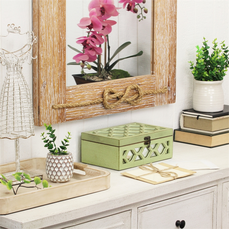 Serapha Set of 2 Mirror Overlayed Boxes - Green