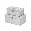 Fidela Set of 2 Silver Vinyl Boxes