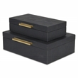 Lusan Rectangular Decorative Box Set - Black Faux Shagreen