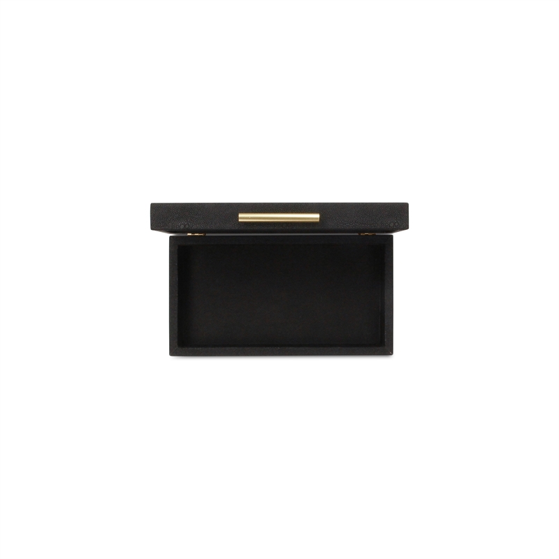 Lusan Rectangular Decorative Box Set - Black Faux Shagreen