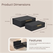 Lusan Rectangular Decorative Box Set - Black Faux Shagreen