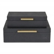 Lusan Rectangular Decorative Box Set - Black Faux Shagreen