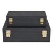 Lusan Rectangular Decorative Box Set - Black Faux Shagreen