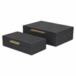 Lusan Rectangular Decorative Box Set - Black Faux Shagreen