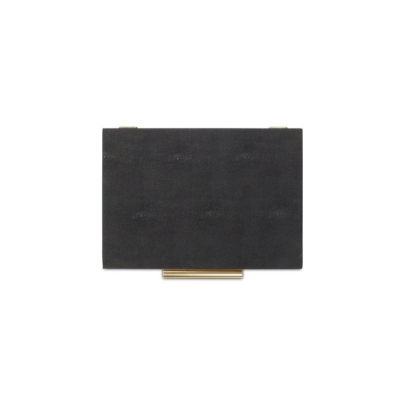 Lusan Rectangular Decorative Box Set - Black Faux Shagreen