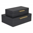 Lusan Rectangular Decorative Box Set - Black Faux Shagreen