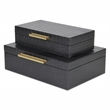 Lusan Rectangular Decorative Box Set - Black Faux Croco