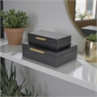 Lusan Rectangular Decorative Box Set - Black Faux Croco