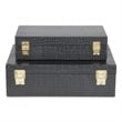 Lusan Rectangular Decorative Box Set - Black Faux Croco