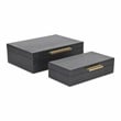 Lusan Rectangular Decorative Box Set - Black Faux Croco
