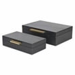 Lusan Rectangular Decorative Box Set - Black Faux Croco