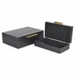 Lusan Rectangular Decorative Box Set - Black Faux Croco