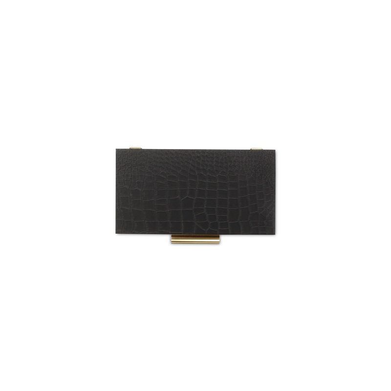 Lusan Rectangular Decorative Box Set - Black Faux Croco