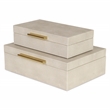 Lusan Rectangular Decorative Box Set - Cream Faux Shagreen