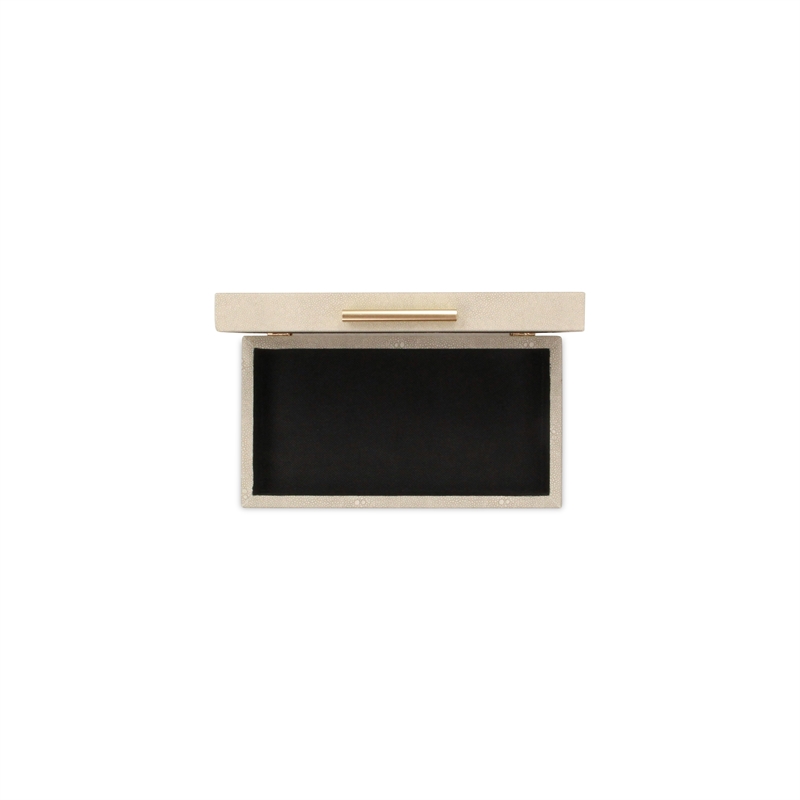 Lusan Rectangular Decorative Box Set - Cream Faux Shagreen