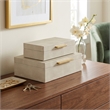 Lusan Rectangular Decorative Box Set - Cream Faux Shagreen