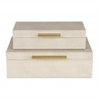 Lusan Rectangular Decorative Box Set - Cream Faux Shagreen