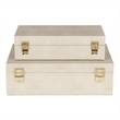 Lusan Rectangular Decorative Box Set - Cream Faux Shagreen