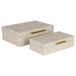 Lusan Rectangular Decorative Box Set - Cream Faux Shagreen