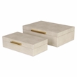 Lusan Rectangular Decorative Box Set - Cream Faux Shagreen